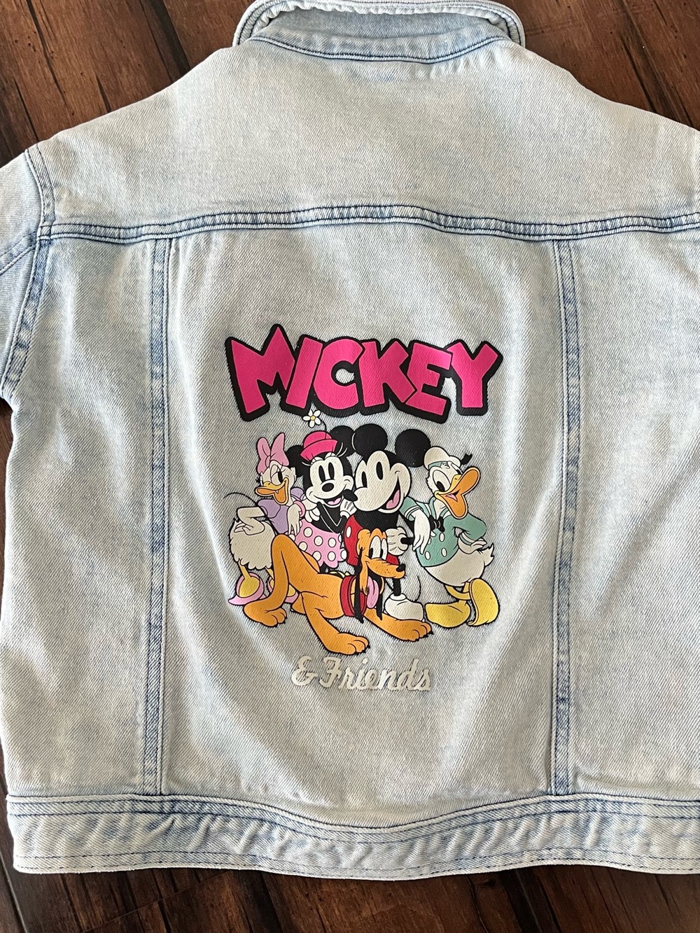 Disney Light Wash Denim Jacket with Pink Mickey Graphic